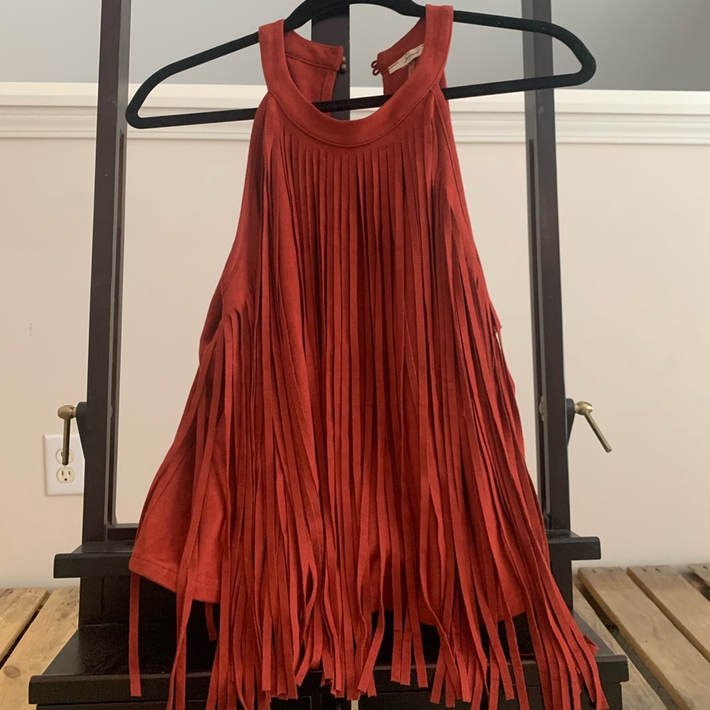 Suede Fringe Halter Top